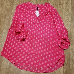 Nwt Maurices hot pink xlg sheer blouse shirt top
